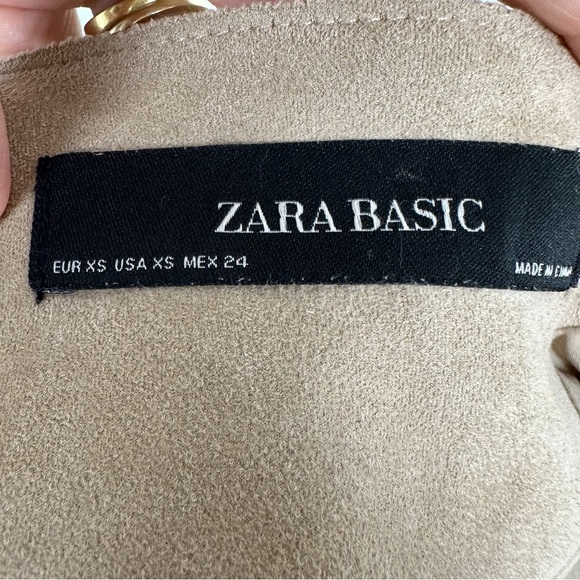 Zara Basic Faux Suede Camel Kimono Duster w/Rose Embroidery Sz XS - Picture 6 of 14